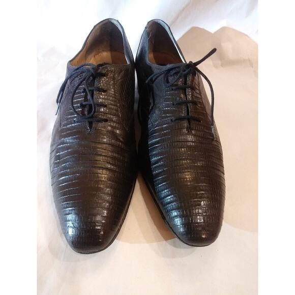 Mens Mauri black lizard skin dress shoes made in Italy 13 M main image 10
